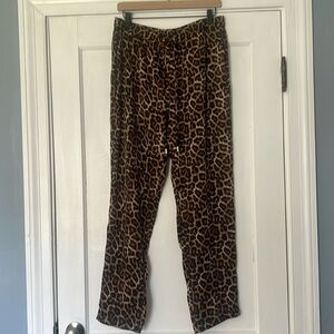 Michael Kors Leopard Print Silky Drawstring Pants Size Medium